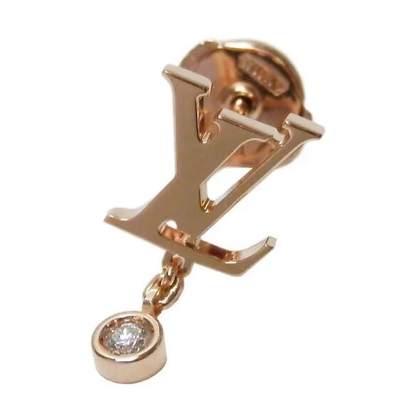 Louis Vuitton 18kt Rose Gold Monogram LV & Diamond earrings Authentic + Box - Picture 4 of 14